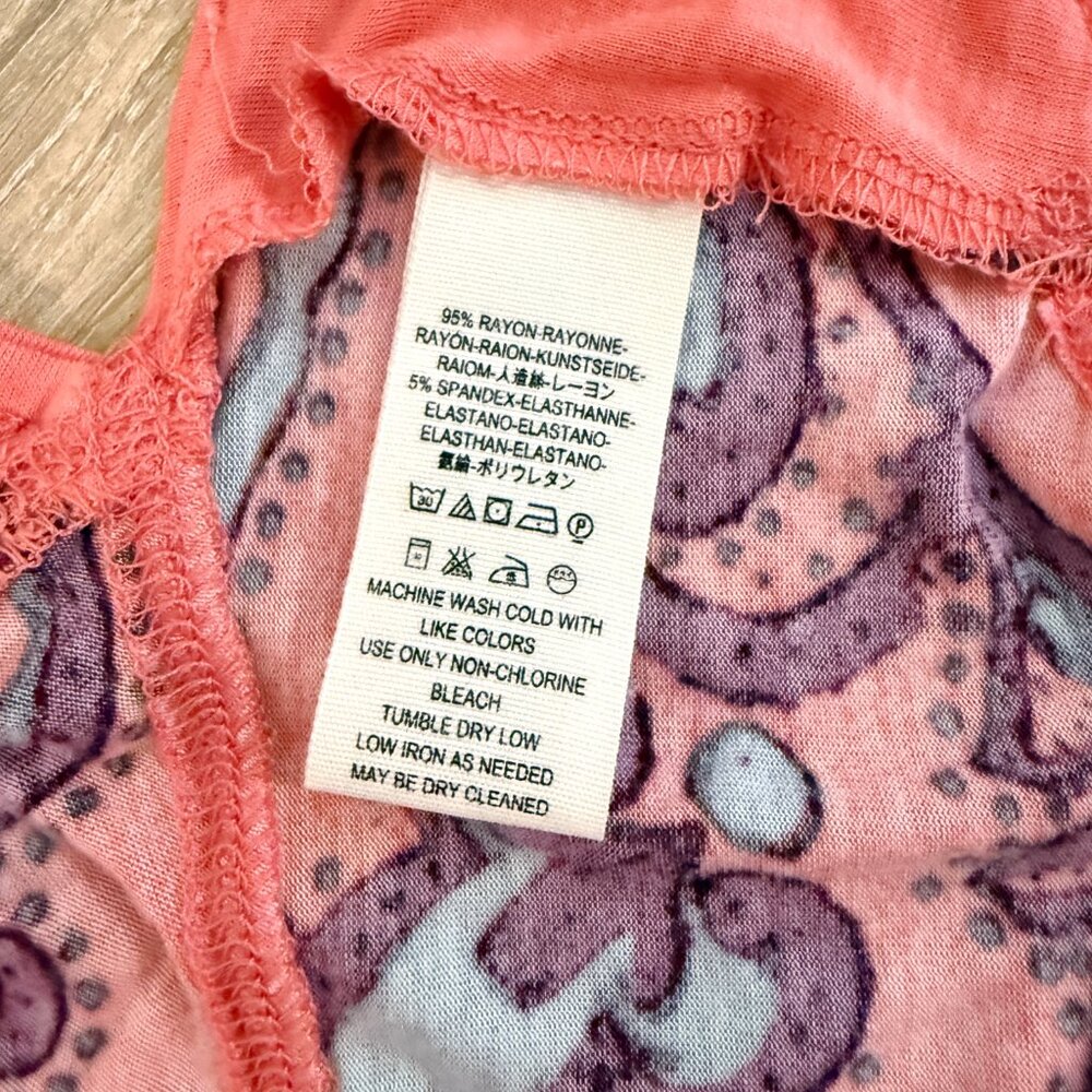 Free People Maui Wowie Boho Coral Paisley Side Tie Blouse Top Passion Flower SM - Picture 6 of 11